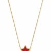 * Kendra Scott Jae Star Gold Pendant Necklace In Bright Red Drusy | Necklaces