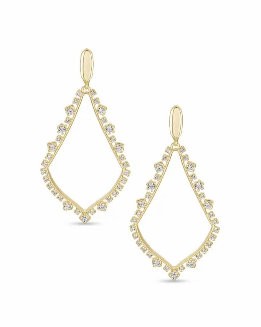 * Kendra Scott Sophee Crystal Clip-On Drop Earrings In Gold | Earrings