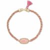 * Kendra Scott Elaina Gold Friendship Bracelet In Rose Quartz | Bracelets