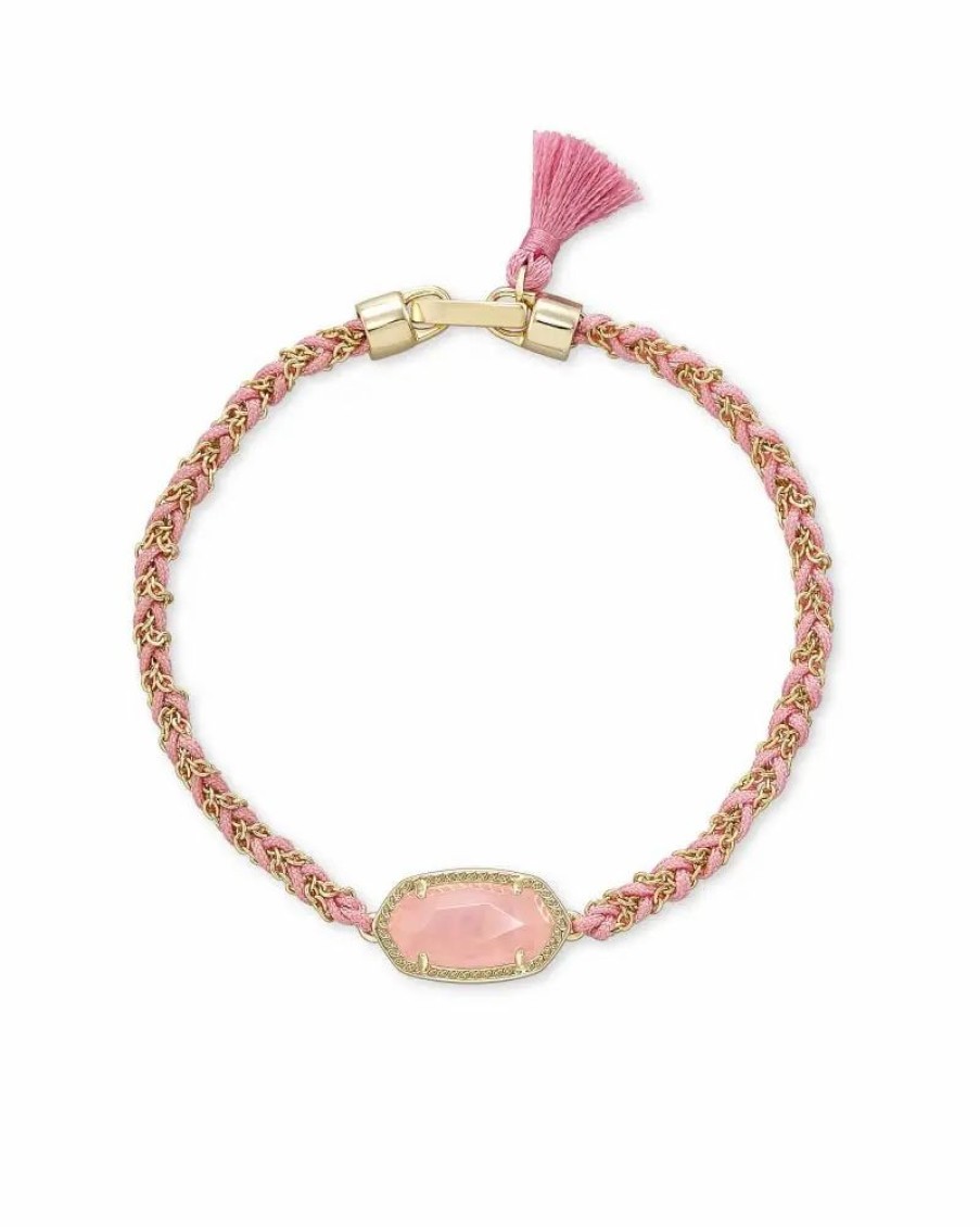 * Kendra Scott Elaina Gold Friendship Bracelet In Rose Quartz | Bracelets