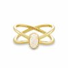 * Kendra Scott Emilie Gold Double Band Ring In Iridescent Drusy | Rings