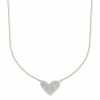 * Kendra Scott Large Heart 14K White Gold Pendant Necklace In White Diamond | Necklaces