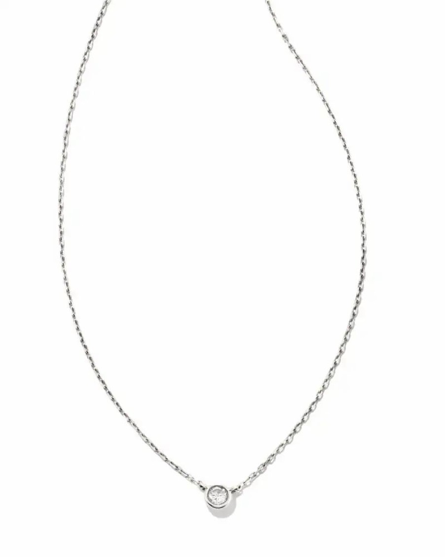 * Kendra Scott Audrey 14K White Gold Pendant Necklace In White Diamond | Necklaces