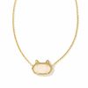 * Kendra Scott Elisa Gold Cat Pendant Necklace In Iridescent Drusy | Necklaces