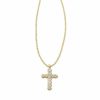 * Kendra Scott Cross Gold Pendant Necklace In White Crystal | Necklaces