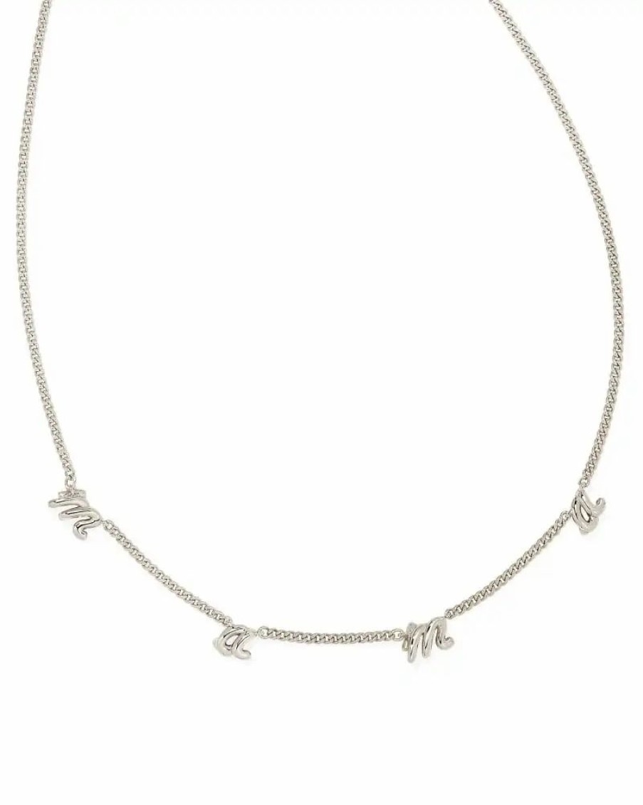 * Kendra Scott Mama Script Strand Necklace In Silver | Necklaces