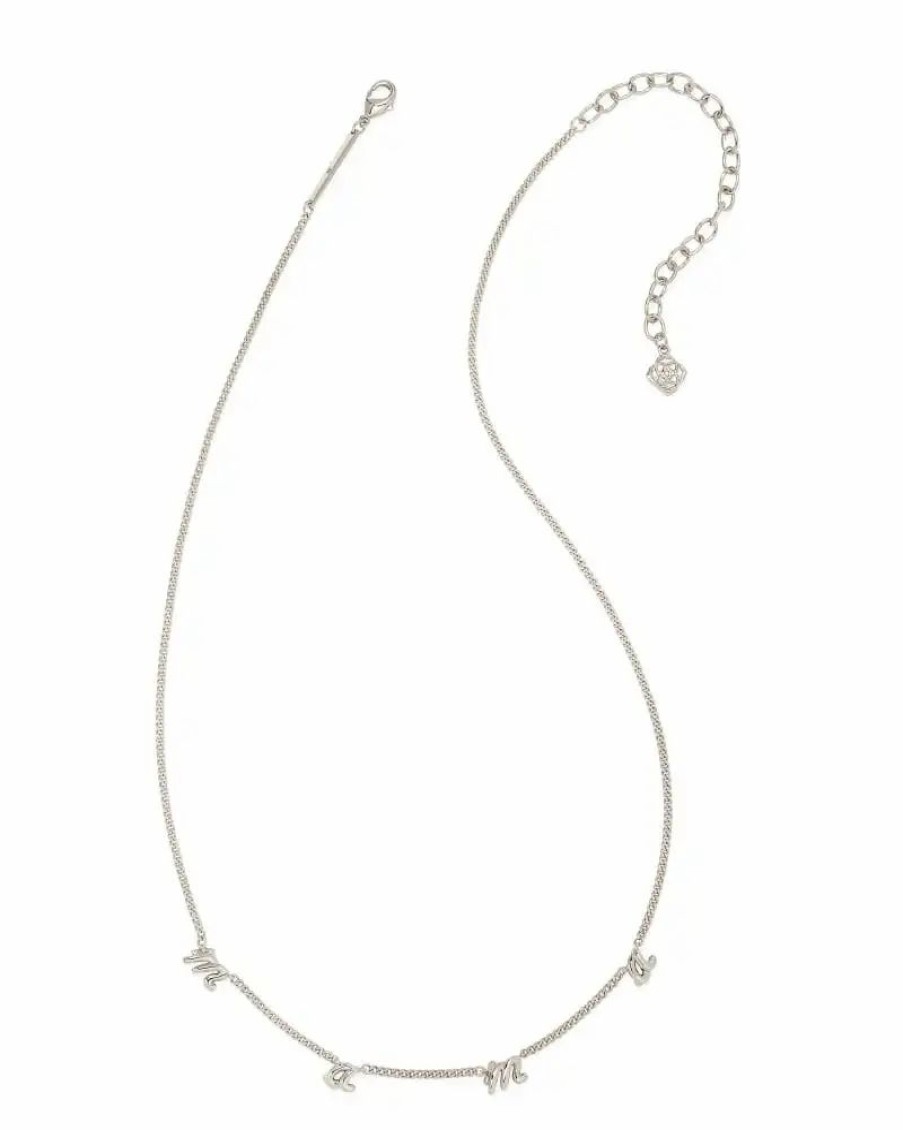 * Kendra Scott Mama Script Strand Necklace In Silver | Necklaces