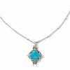 * Kendra Scott Cass Vintage Silver Long Pendant Necklace In Variegated Dark Teal Magnesite | Necklaces