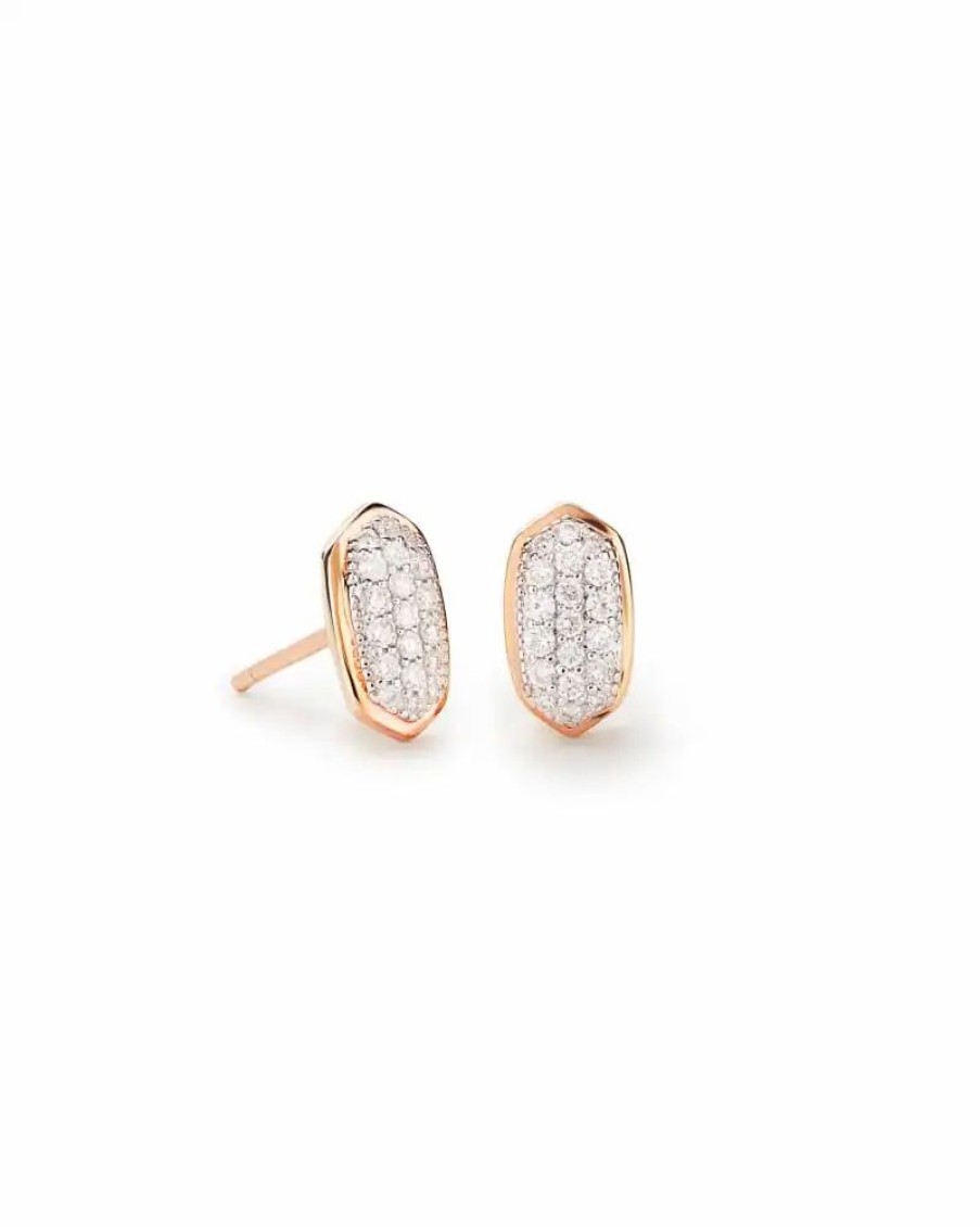 * Kendra Scott Amelee Earrings In Pave Diamond And 14K Rose Gold | Earrings