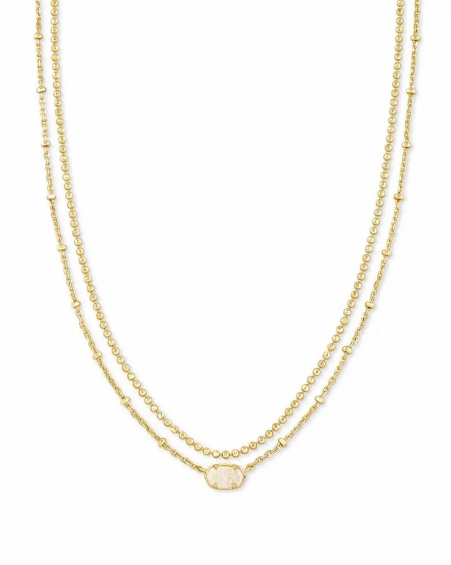 * Kendra Scott Emilie Gold Multi Strand Necklace In Iridescent Drusy | Necklaces