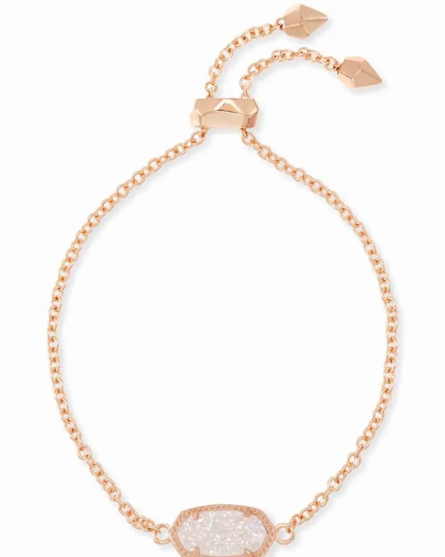 * Kendra Scott Elaina Rose Gold Adjustable Chain Bracelet In Iridescent Drusy | Bracelets