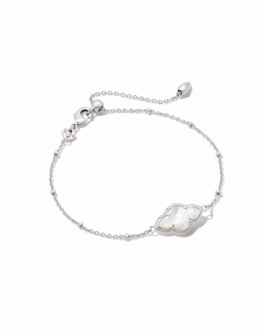 * Kendra Scott Abbie Silver Satellite Chain Bracelet In Ivory Mother-Of-Pearl | Bracelets