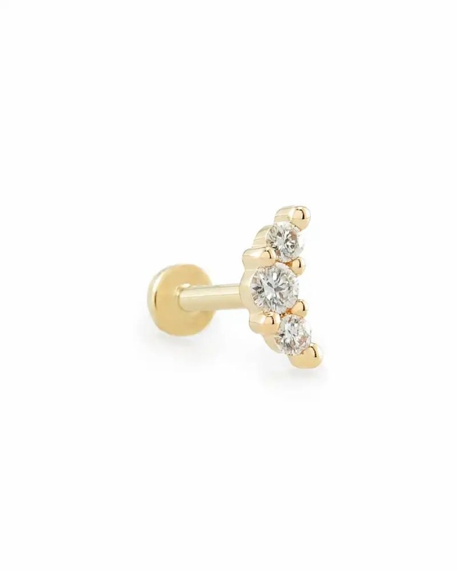 * Kendra Scott Orion Mini 14K Yellow Gold Single Stud Earring In White Diamond | Earrings