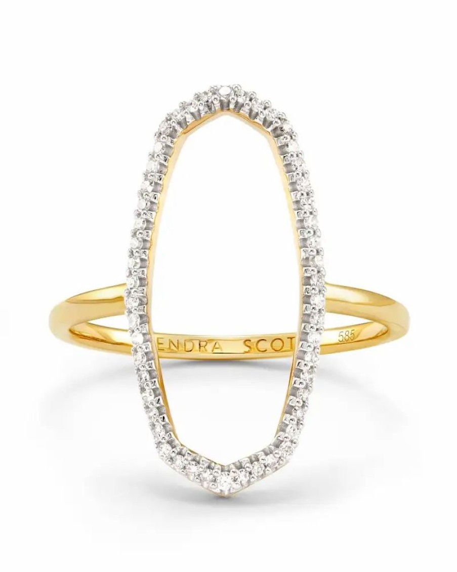 * Kendra Scott Dani 14K Yellow Gold Open Ring In White Diamond | Rings