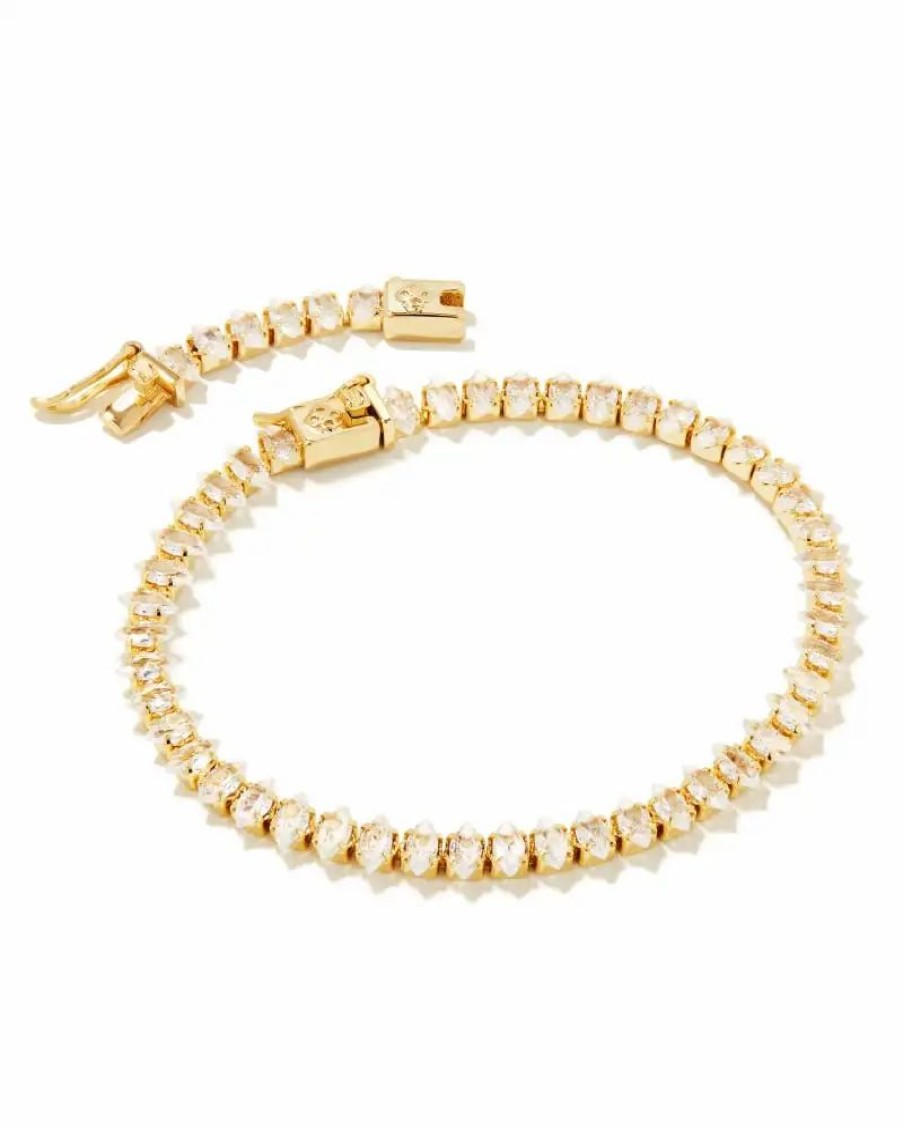 * Kendra Scott Larsan Gold Tennis Bracelet In White Crystal | Bracelets