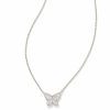 * Kendra Scott Lillia Butterfly Silver Pendant Necklace In White Crystal | Necklaces