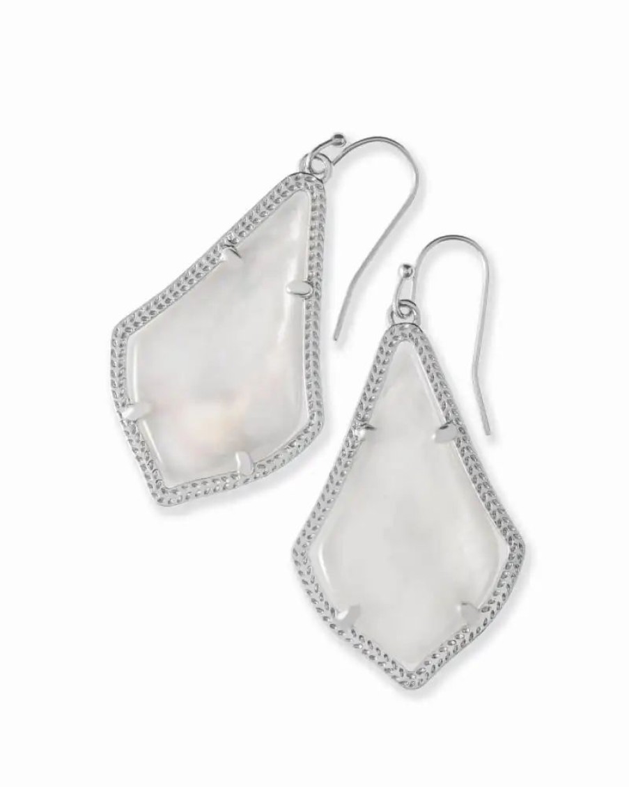 * Kendra Scott Alex Silver Drop Earrings In Ivory Pearl | Earrings