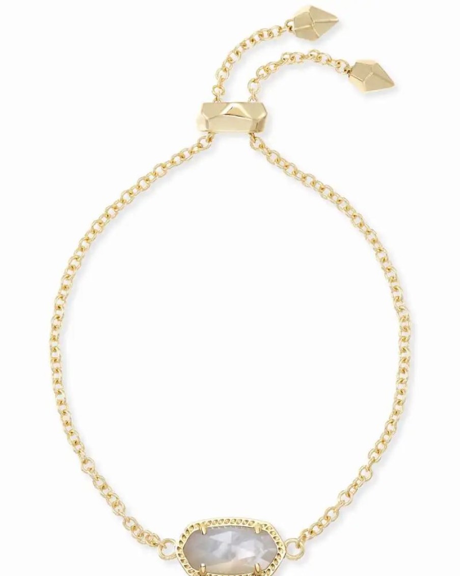 * Kendra Scott Elaina Gold Adjustable Chain Bracelet In Ivory Pearl | Bracelets