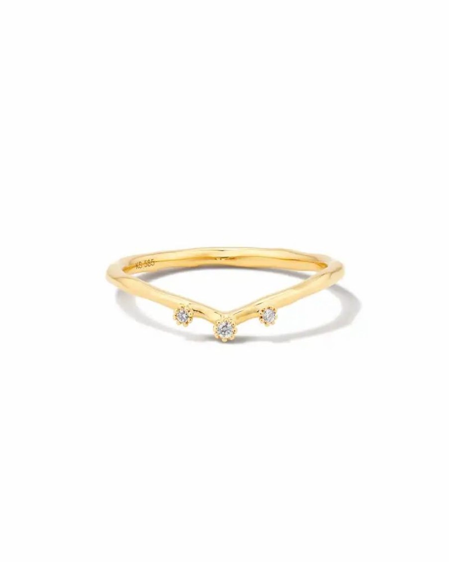 * Kendra Scott Noelle 14K Yellow Gold Band Ring In White Diamond | Rings