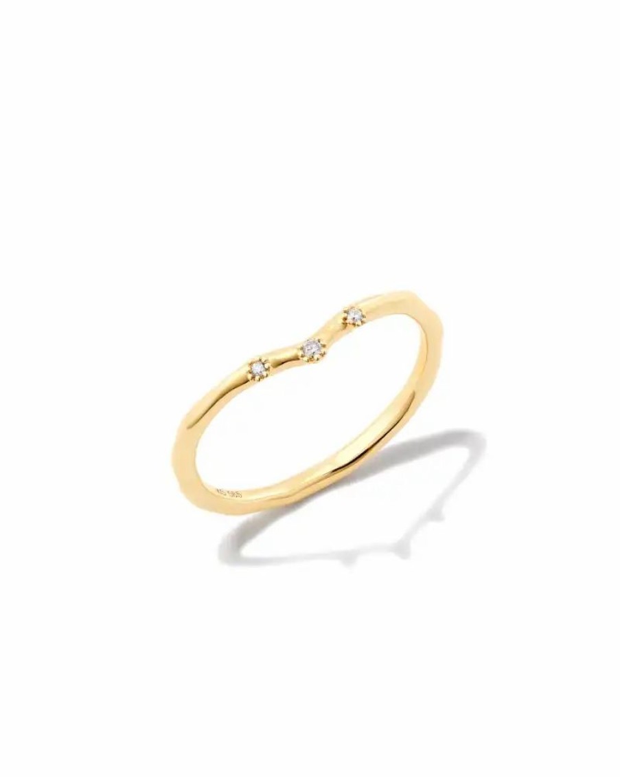 * Kendra Scott Noelle 14K Yellow Gold Band Ring In White Diamond | Rings