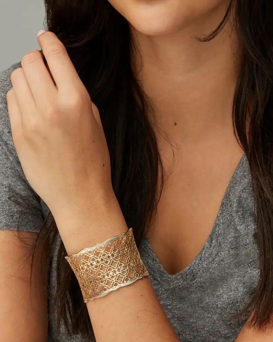 * Kendra Scott Candice Gold Cuff Bracelet In Gold Filigree Mix | Bracelets