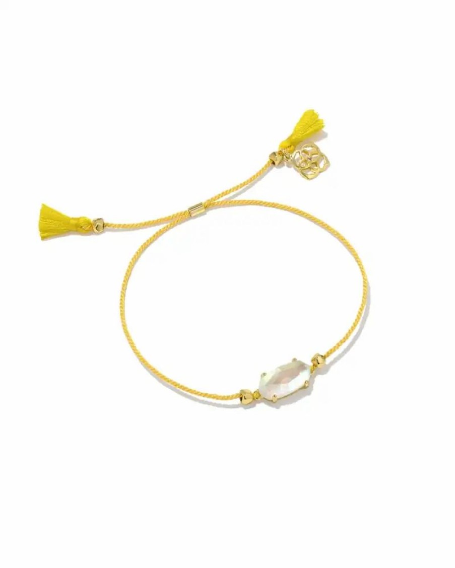 * Kendra Scott Everlyne Yellow Cord Friendship Bracelet In Dichroic Glass | Bracelets