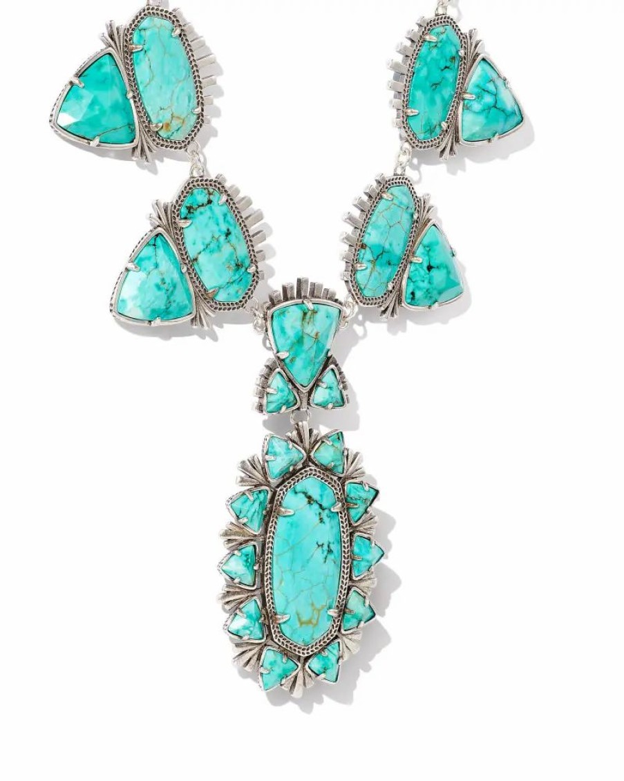 * Kendra Scott Havana Vintage Silver Statement Necklace In Variegated Turquoise Magnesite | Necklaces