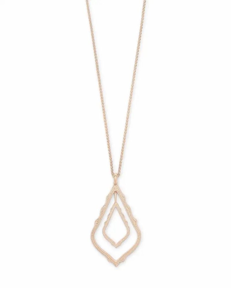 * Kendra Scott Simon Long Pendant Necklace In Rose Gold | Necklaces