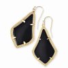 * Kendra Scott Alex Gold Drop Earrings In Black Opaque Glass | Earrings