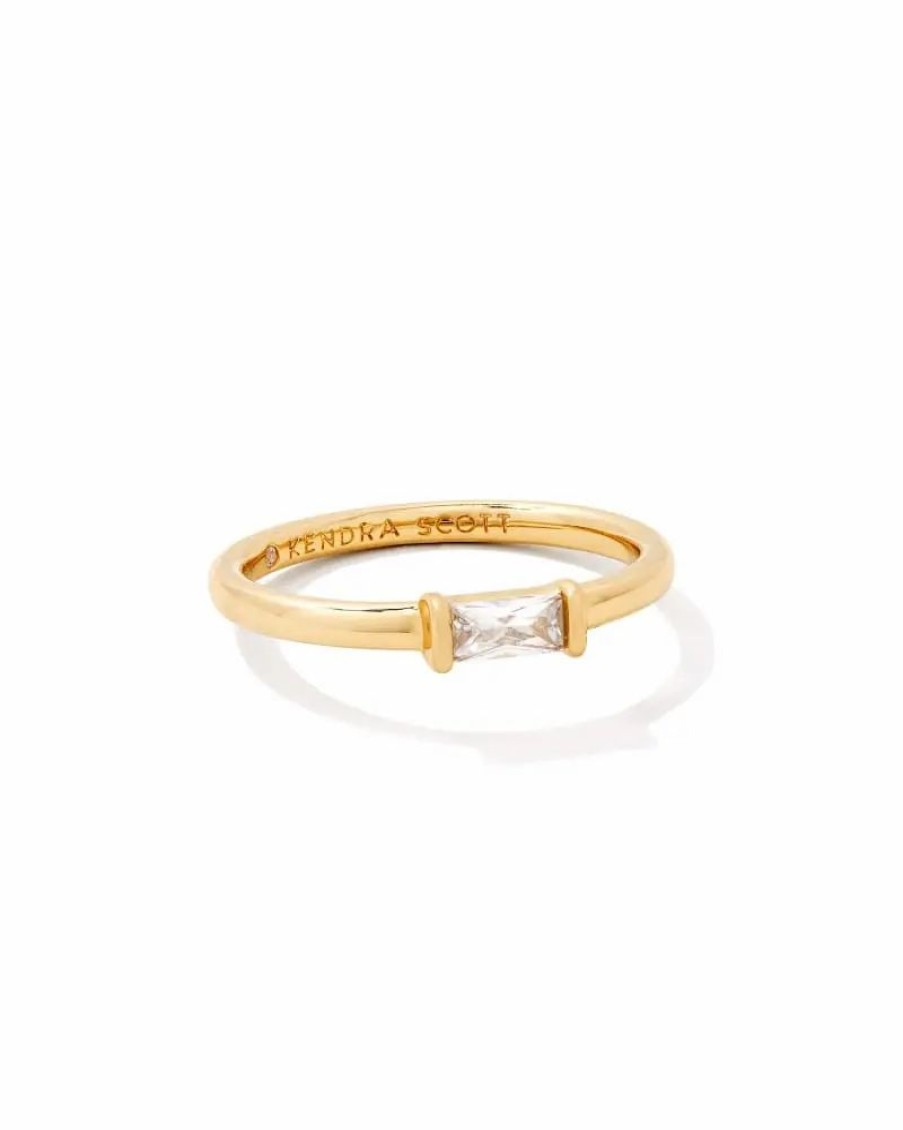 * Kendra Scott Juliette Gold Band Ring In White Crystal | Rings