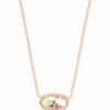 * Kendra Scott Elisa Rose Gold Pendant Necklace In Dichroic Glass | Necklaces