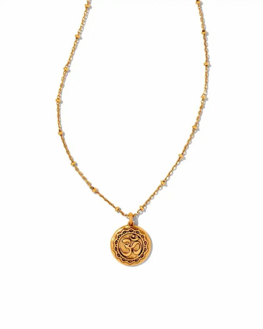 * Kendra Scott Om Coin Pendant Necklace In Vintage Gold | Necklaces