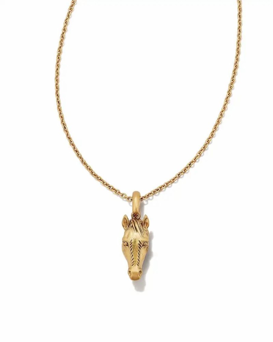 * Kendra Scott Beau Horse Pendant Necklace In Vintage Gold | Necklaces