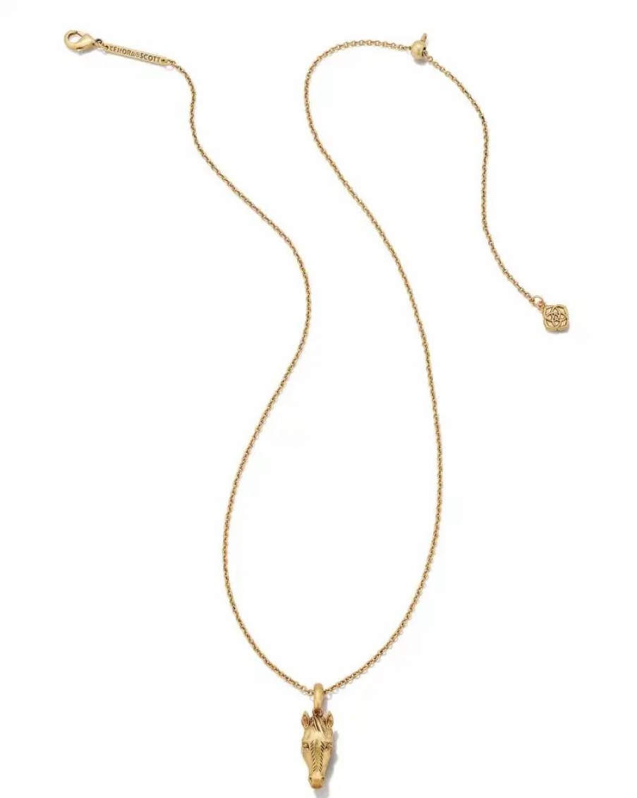 * Kendra Scott Beau Horse Pendant Necklace In Vintage Gold | Necklaces