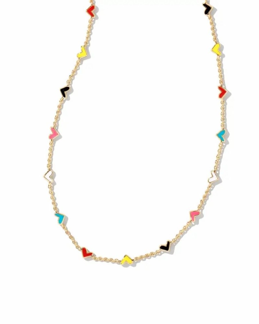 * Kendra Scott Haven Heart Gold Strand Necklace In Multi Mix | Necklaces