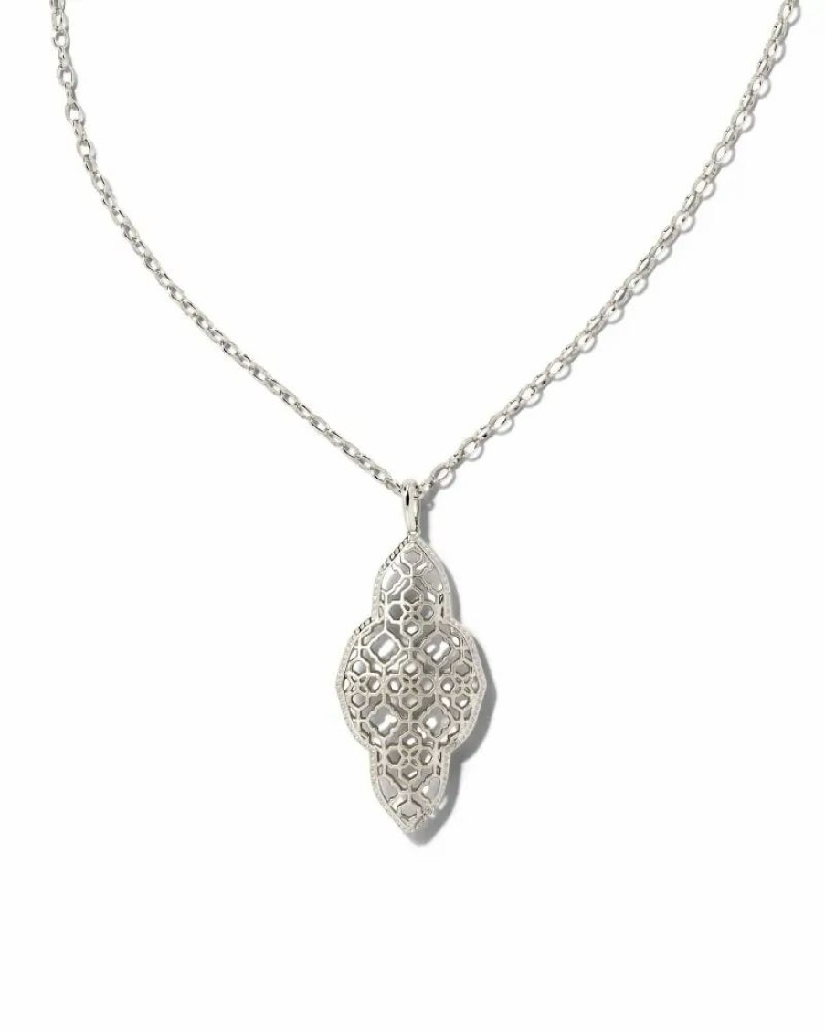 * Kendra Scott Abbie Long Pendant Necklace In Silver | Necklaces