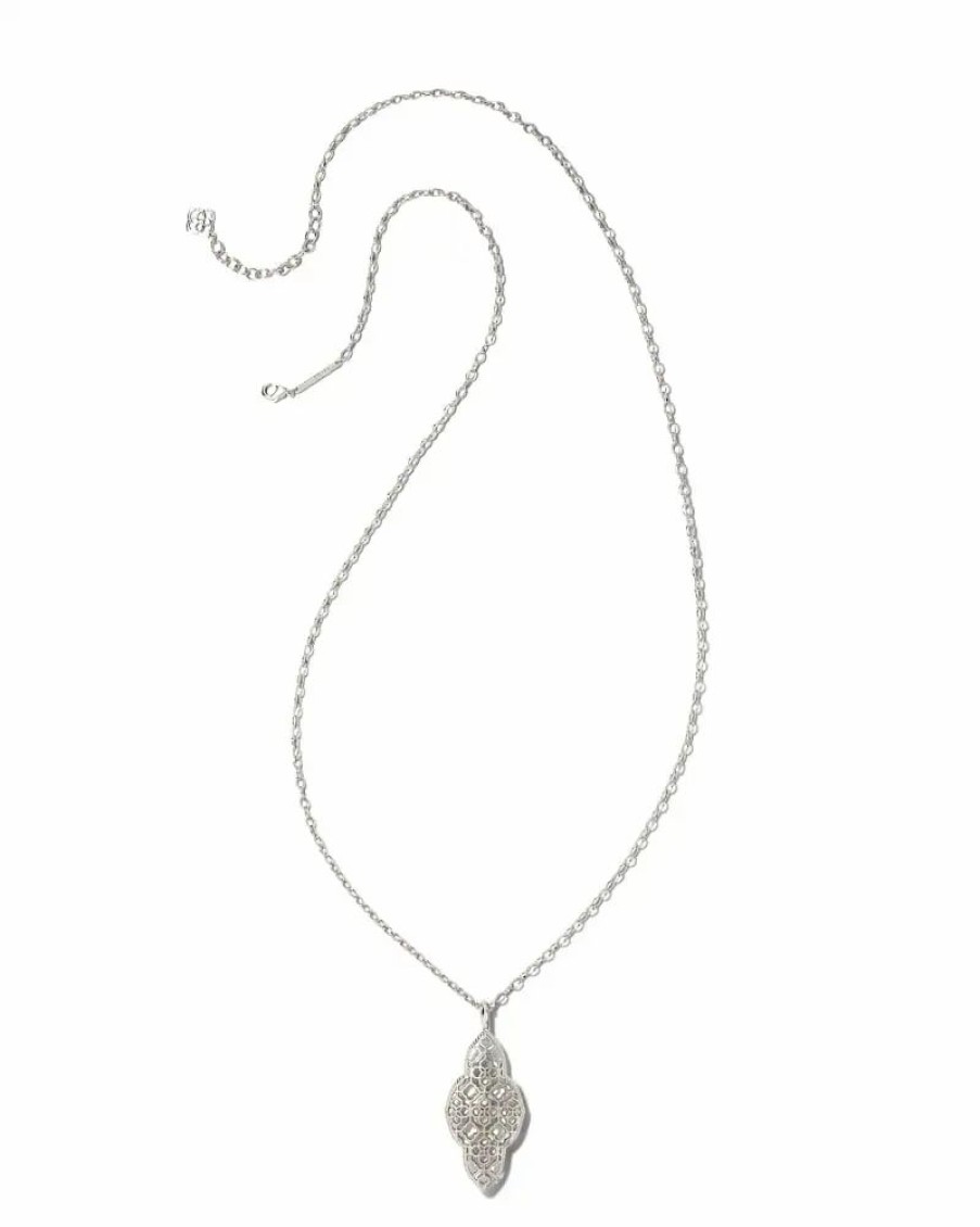 * Kendra Scott Abbie Long Pendant Necklace In Silver | Necklaces