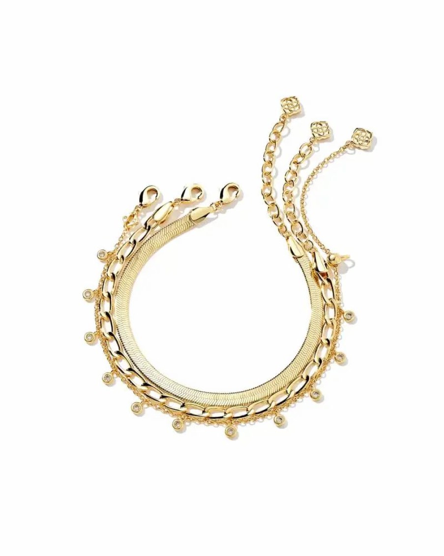 * Kendra Scott Kassie Set Of 3 Chain Bracelets In Gold | Bracelets