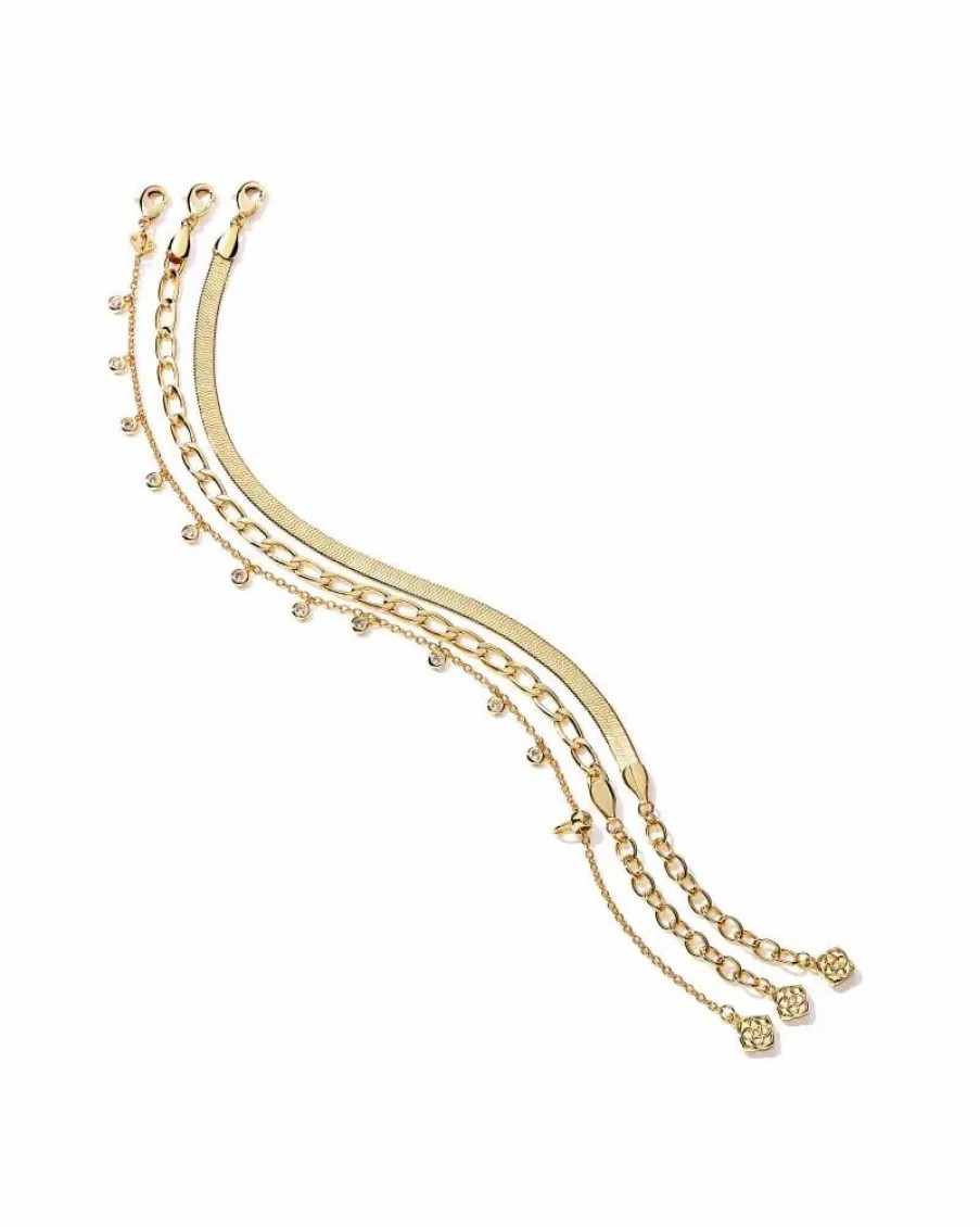 * Kendra Scott Kassie Set Of 3 Chain Bracelets In Gold | Bracelets