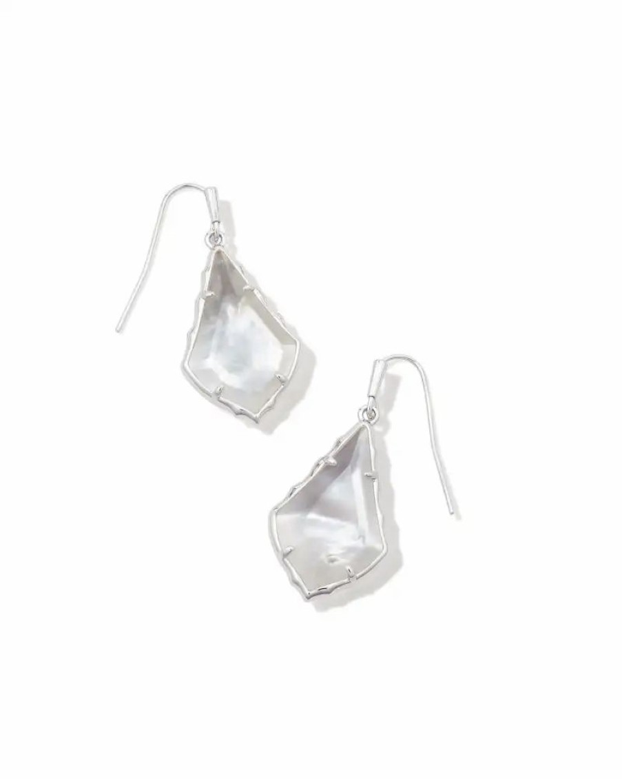 * Kendra Scott Small Faceted Alex Silver Drop Earrings In Ivory Illusion | Earrings