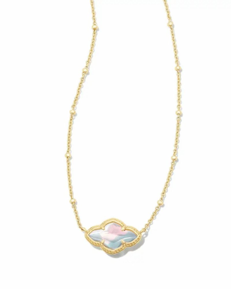 * Kendra Scott Abbie Gold Pendant Necklace In Dichroic Glass | Necklaces