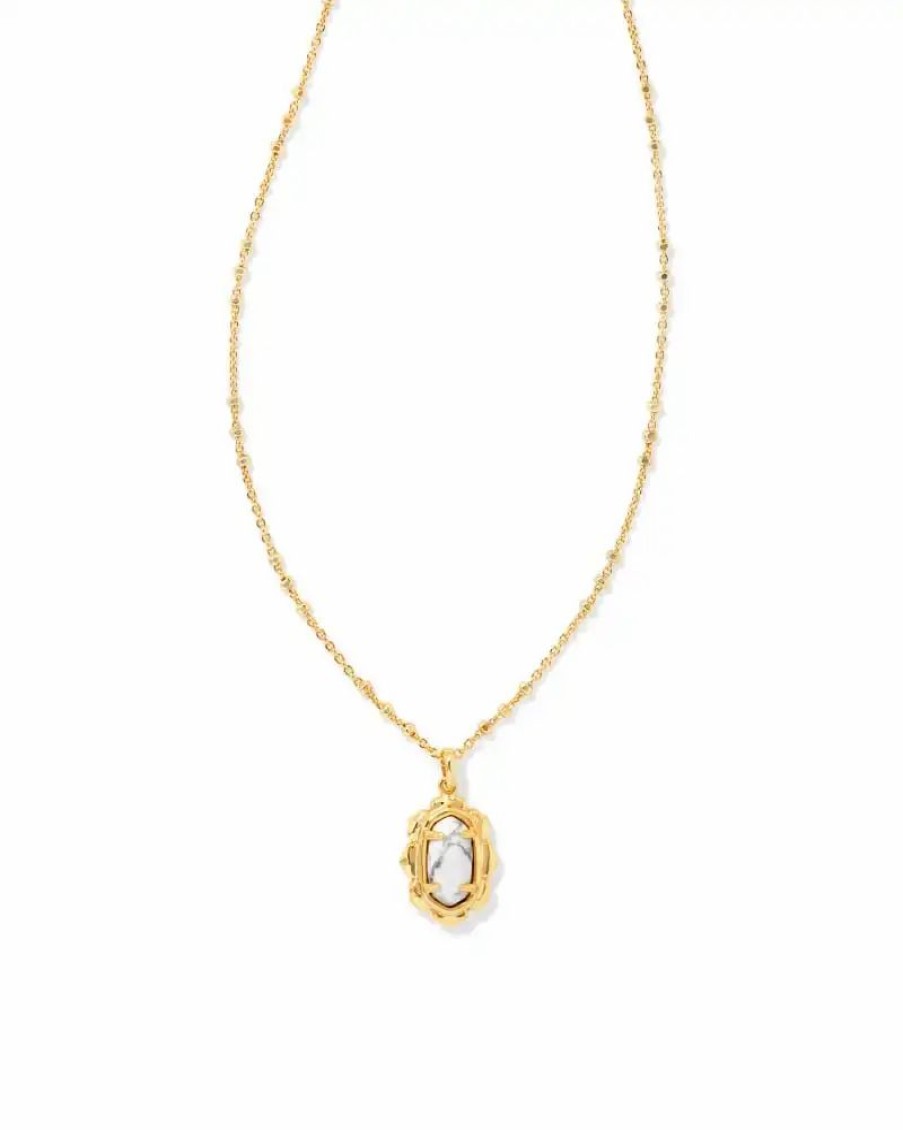 * Kendra Scott Piper Gold Pendant Necklace In White Howlite | Necklaces