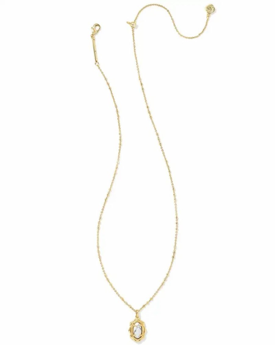 * Kendra Scott Piper Gold Pendant Necklace In White Howlite | Necklaces