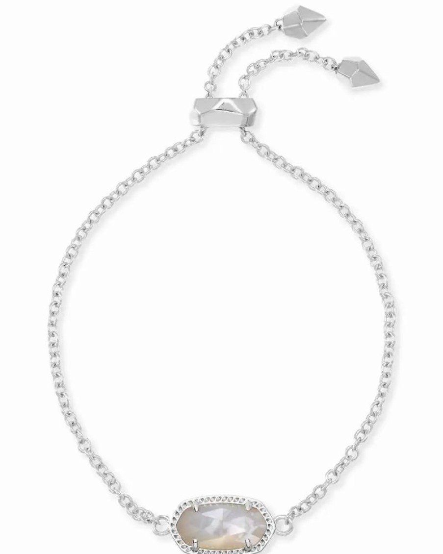 * Kendra Scott Elaina Silver Adjustable Chain Bracelet In Ivory Pearl | Bracelets