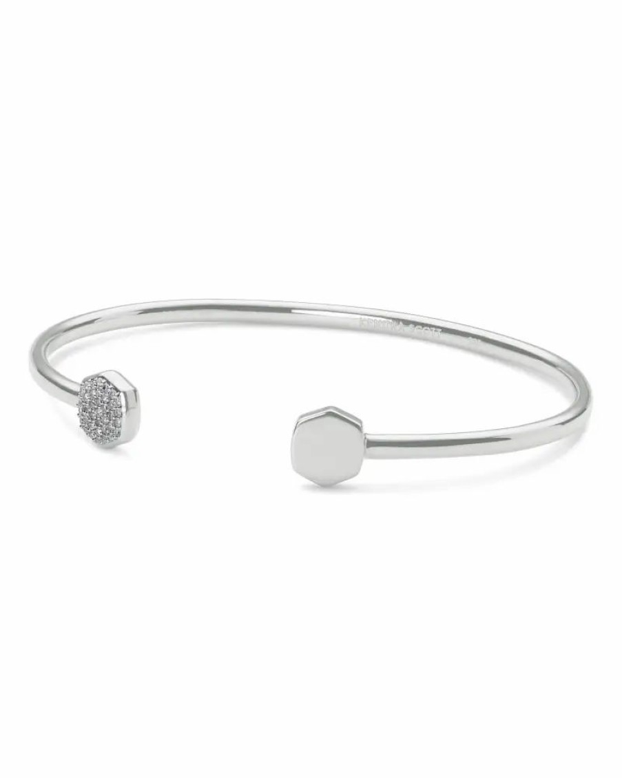 * Kendra Scott Davis Sterling Silver Cuff Bracelet In White Diamond | Bracelets