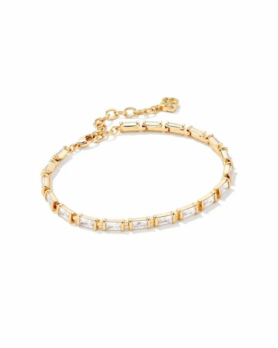 * Kendra Scott Juliette Gold Delicate Chain Bracelet In White Crystal | Bracelets