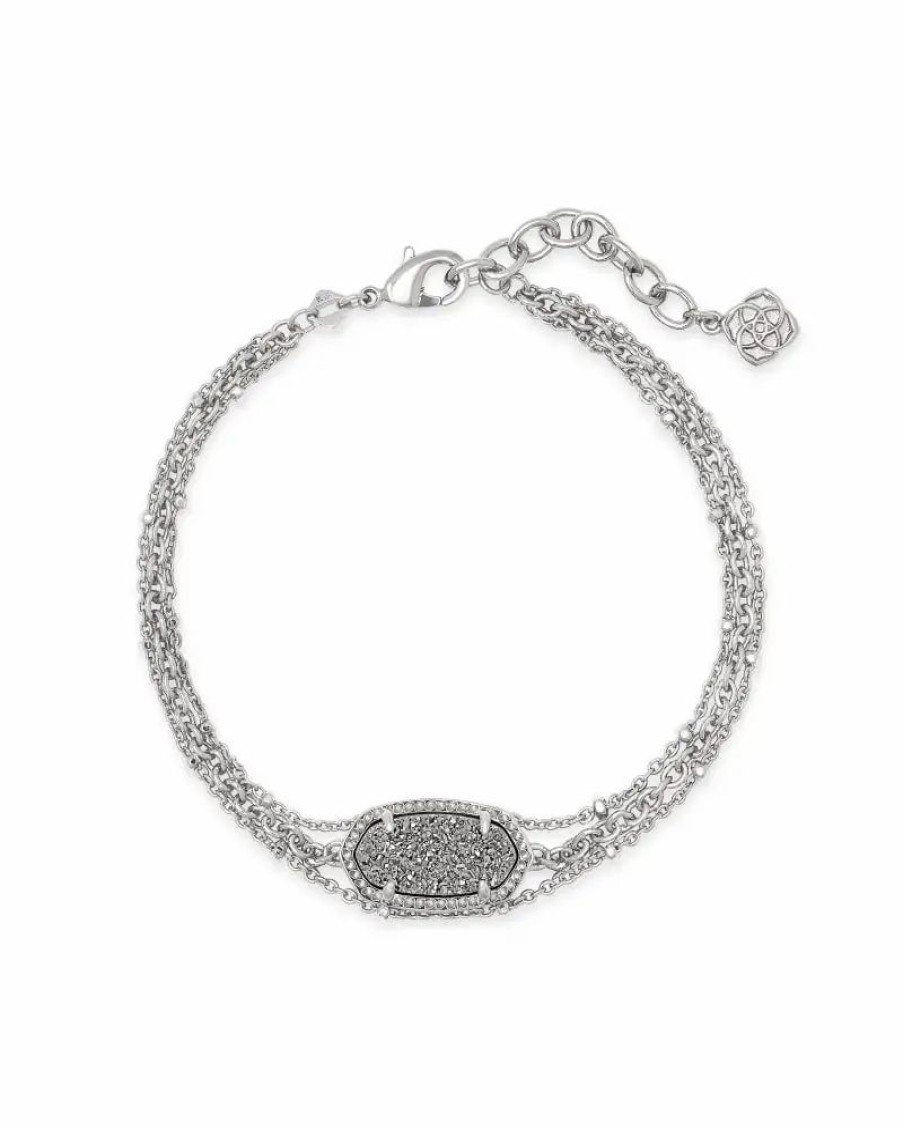 * Kendra Scott Elaina Silver Multi Strand Bracelet In Platinum Drusy | Bracelets