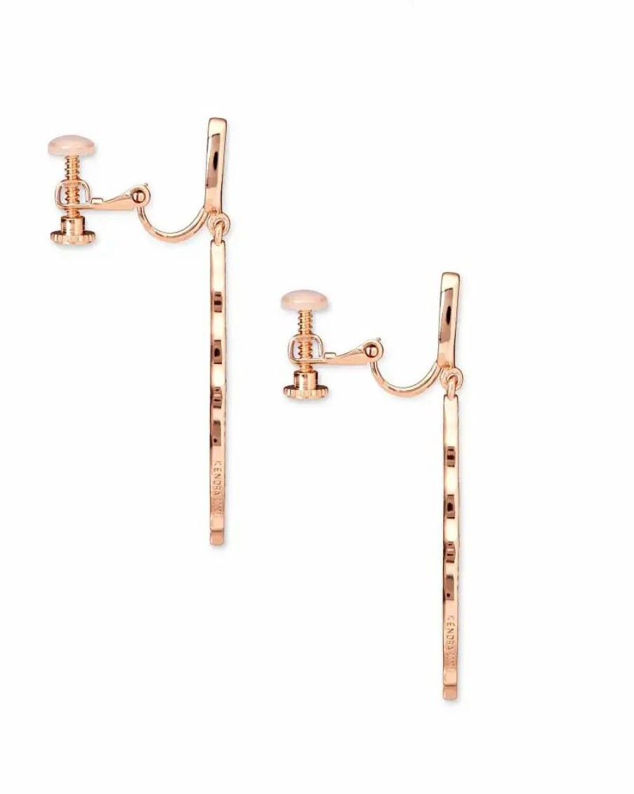 * Kendra Scott Sophia Clip On Drop Earrings In Rose Gold | Earrings