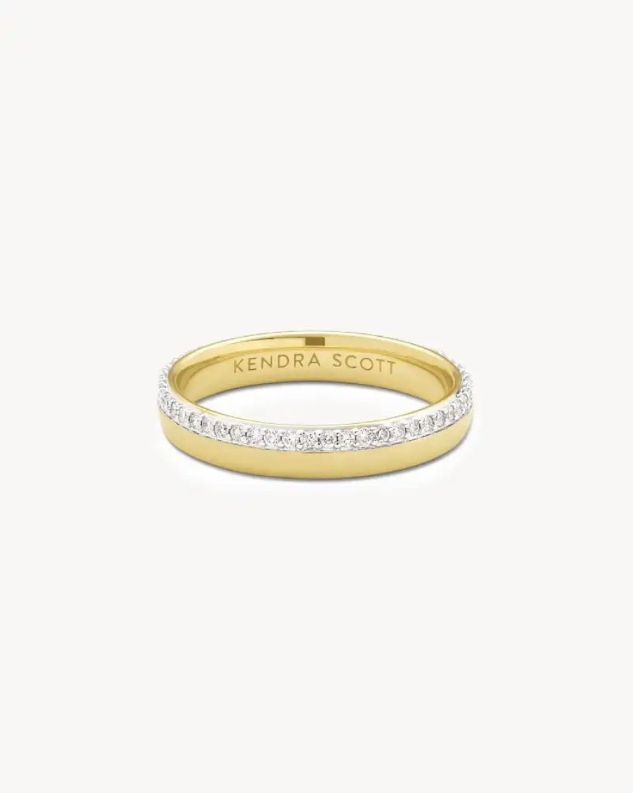 * Kendra Scott Whitney 14K Yellow Gold Band Ring In White Diamond | Rings