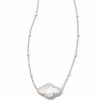 * Kendra Scott Abbie Silver Pendant Necklace In Ivory Mother-Of-Pearl | Necklaces